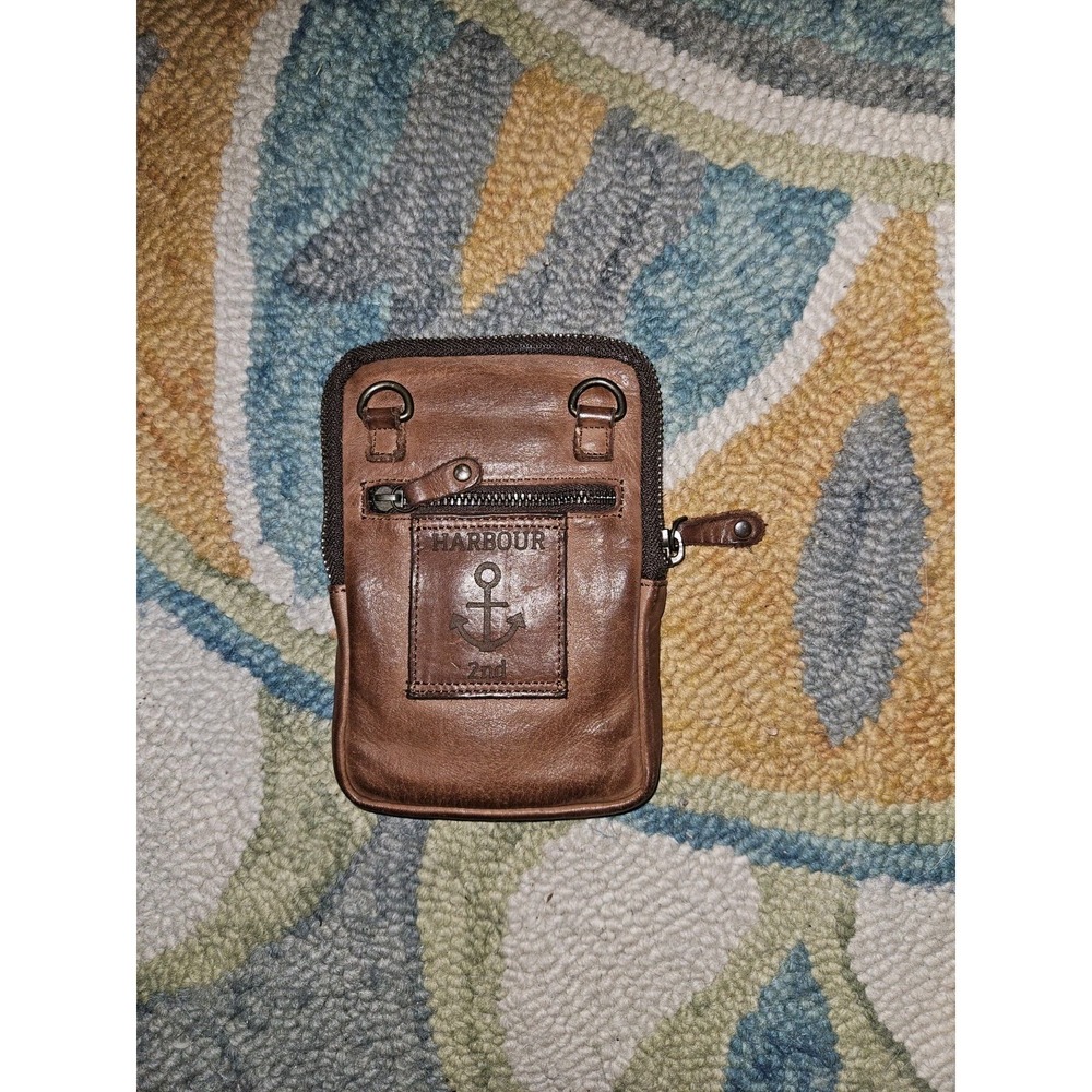 Harbour 2nd Distressed Leather Mini Crossbody Organizer Pouch Wallet Adjustable